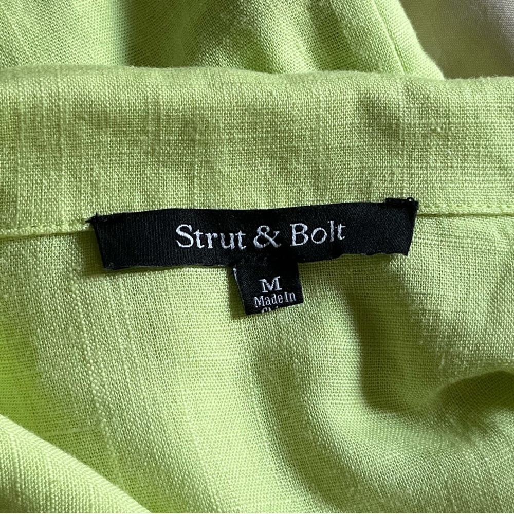 Strut & Bolt Lime Green Linen-Blend Romper - Picture 4 of 6